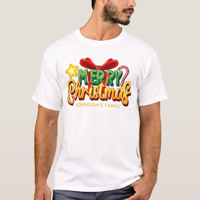 Camiseta Moderno Feliz Natal das Mulheres (Frente)