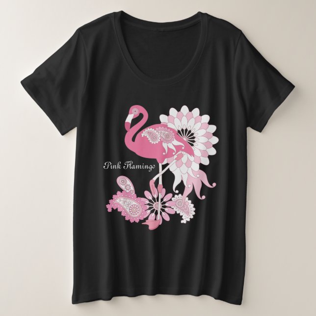 Camiseta Moderno Flamingo Rosa Pássaro Tropical Caprichoso  (Frente do Design)