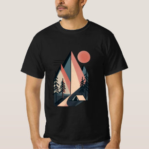 Camiseta Moderno Minimalista Geométrico Acampamento na Mont