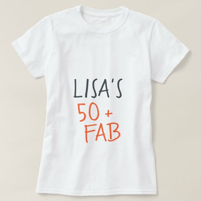 Camiseta Moderno Na moda Laranja 50 Fabuloso Aniversário (Frente do Design)
