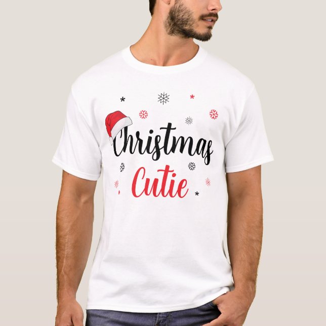 Camiseta Moderno Natal Cutie Cita Santa Hat T Shirt (Frente)