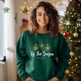 Camiseta Moderno Natal É A Época Verde Dourada, Branca