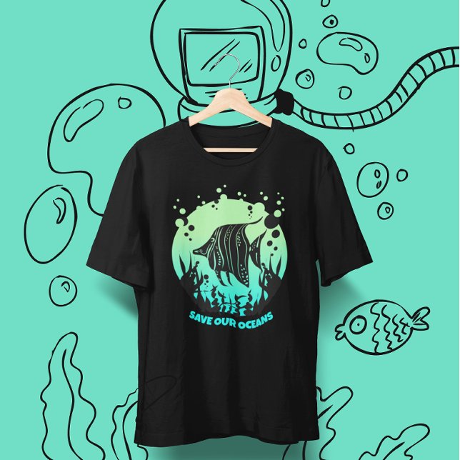 Camiseta Moderno Salve nossos oceanos Dia da Terra (Criador carregado)