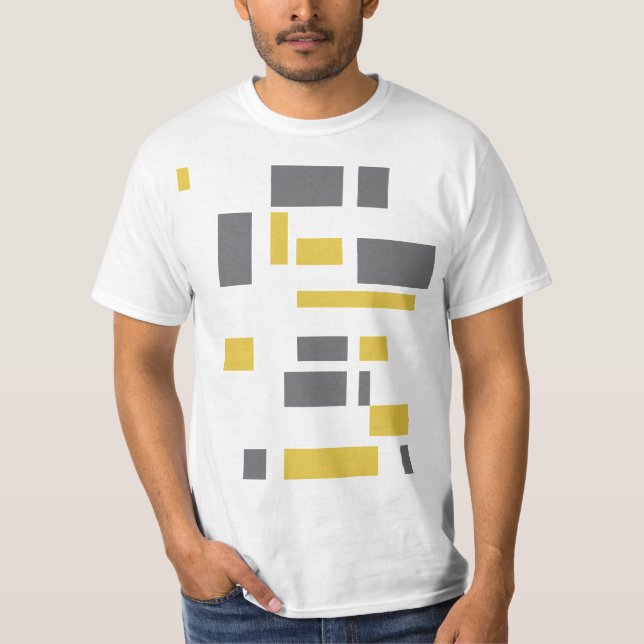Camiseta Moderno, simples, padrão geométrico amarelo cinza  (Frente)