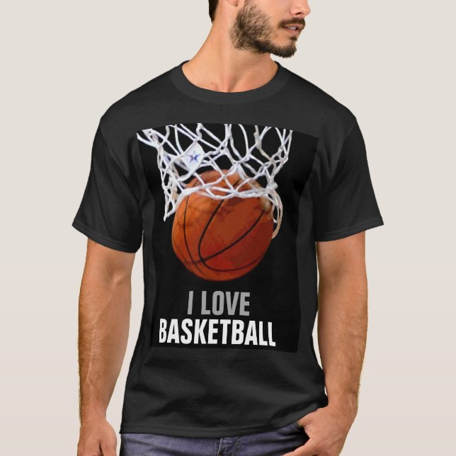 Camiseta Moderno Único Eu Adoro Basquete (Frente)