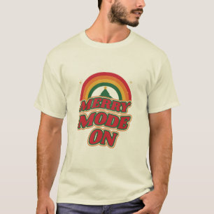 Camiseta Modo Alegre Ativado Natal Groovy Retro dos Anos 70