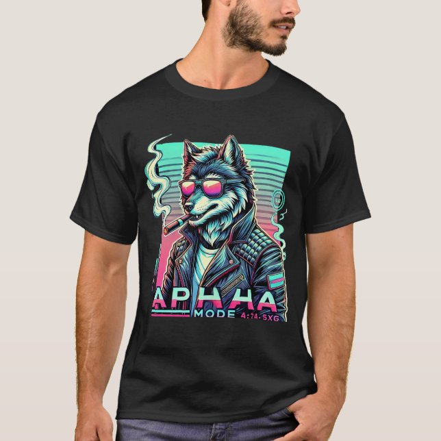 Camiseta Modo Alfa O Mais Avançado Teto Gráfico do Lobo Bad (Frente)