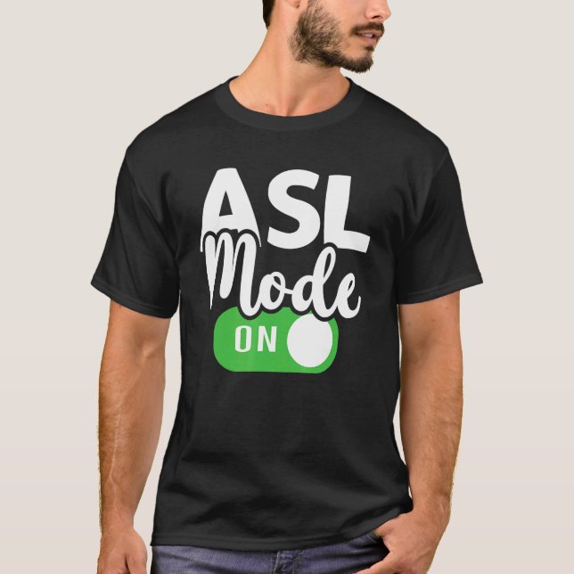 Camiseta Modo ASL No Intérprete Sinal de Mão do Tradutor La (Frente)