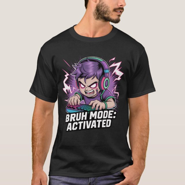 Camiseta MODO BRUH: ATIVADO - Gamer Meme Tee (Frente)