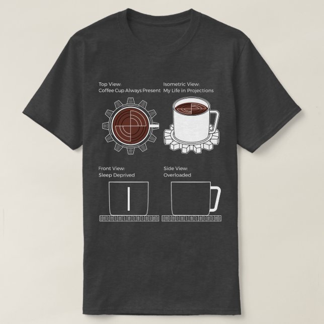 Camiseta Modo CAD: Café, Ursos e Caos (Frente do Design)