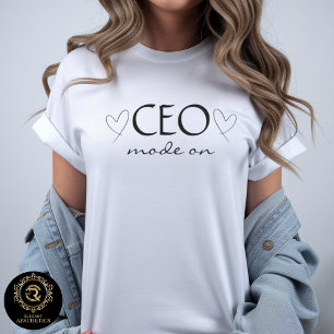 Camiseta Modo CEO Ativado Citação do Chefe Casual de Negóci