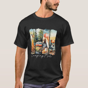 Camiseta Modo de Acampamento Retro Verão Aventura ao Ar Liv