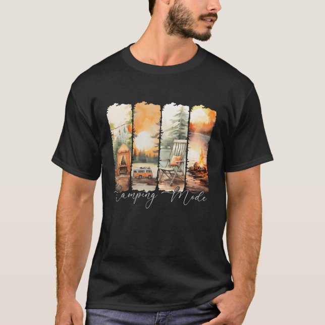 Camiseta Modo de Acampamento Retro Verão engraçado (Frente)