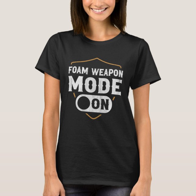 Camiseta Modo de Arma de Espuma Ativado Jogo de Interpretaç (Frente)