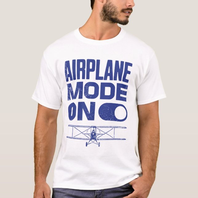 Camiseta Modo de avião ligado - Presentes-piloto - Aviões (Frente)
