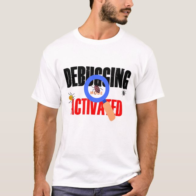 Camiseta Modo de Depuração de Programação do Cobol Ativado (Frente)