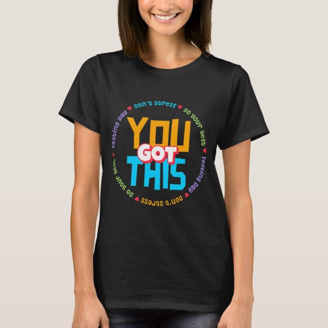 Camiseta Modo De Dia De Estada No Teste De Professores (Frente)