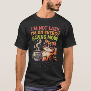 Camiseta Modo de Economia de Energia de Gato Divertido Supo