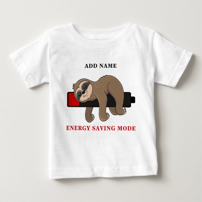 Camiseta Modo de Economia de Energia | Modelo de Preguiça E (Frente)