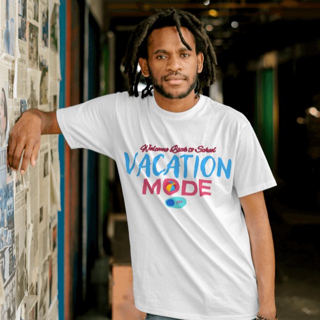 Camiseta modo de férias desativado, bem-vindo de volta à es (Criador carregado)