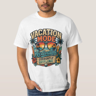 Camiseta Modo de Férias Retro Ativado Atualmente Offline