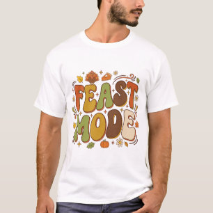 Camiseta Modo de Festa Divertida de Ação de Graças Retro