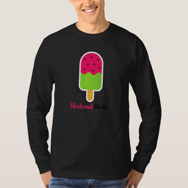 Camiseta Modo de Fim de Semana Sorvete de Melancia Para Div (Frente)