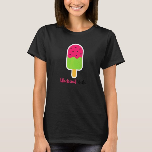Camiseta Modo de Fim de Semana Sorvete de Melancia Para Div (Frente)