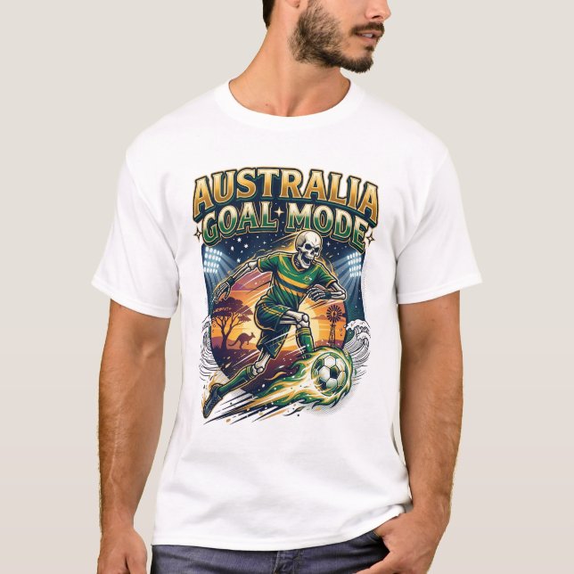 Camiseta Modo de Gol da Austrália Esqueleto de Striker Nati (Frente)