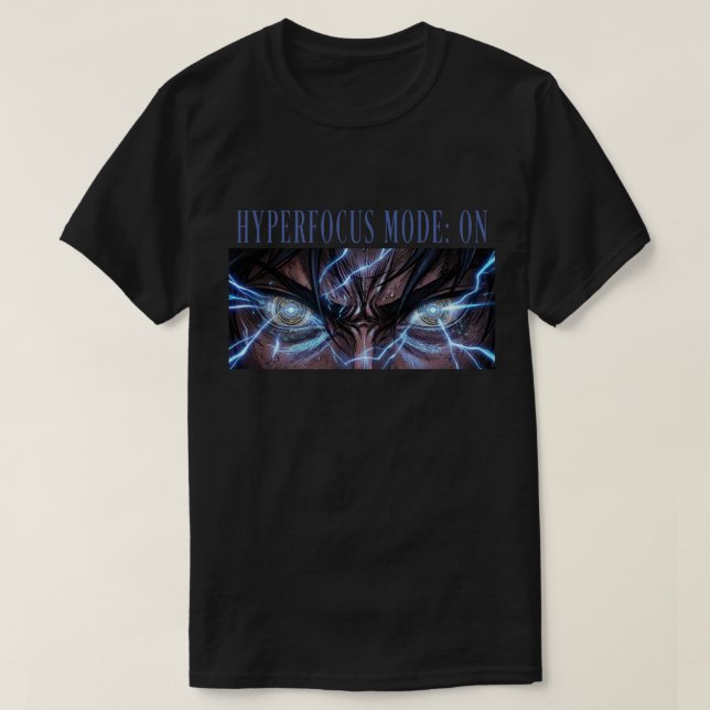 Camiseta Modo de Hiperconcentração: LIGADO Anime Foco & Con (Frente do Design)