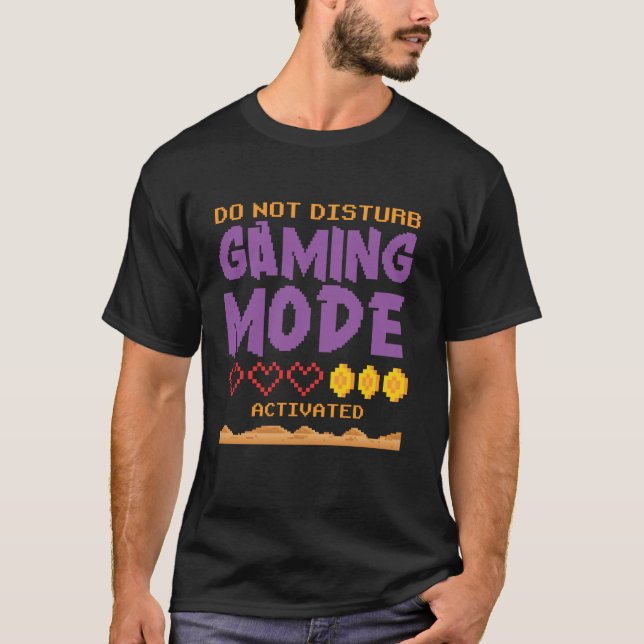 Camiseta Modo de jogo DND Videos games de jogador com pixel (Frente)