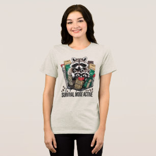 Camiseta Modo de Sobrevivência do Guaxinim Divertido Ativo 