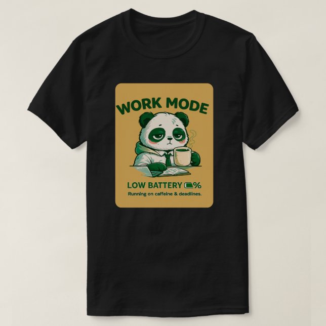 Camiseta Modo de Trabalho Bateria Baixa Panda – Burnout Div (Frente do Design)
