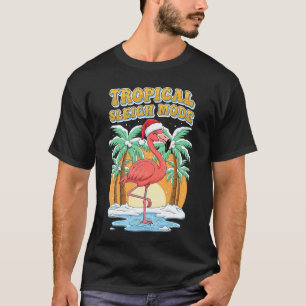 Camiseta Modo de Trenó Tropical Flamingo Natal Férias T