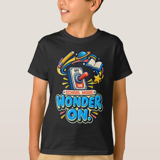 Camiseta Modo Escola Interruptor de Curiosidade Imaginação (Frente)
