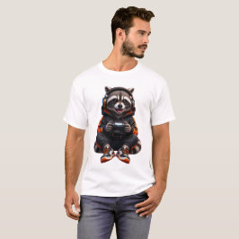 Camiseta Modo Fera Guaxinim na Academia – Animal Divertido 