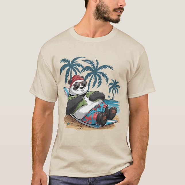 Camiseta Modo Férias do Panda Relaxante (Frente)