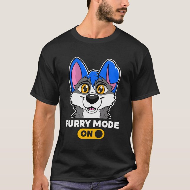 Camiseta Modo Furry No Furries Wolf Fursona Fandom (Frente)