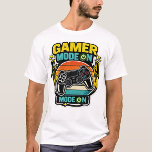 Camiseta Modo Gamer Ativado Controle Retro Pôr do Sol