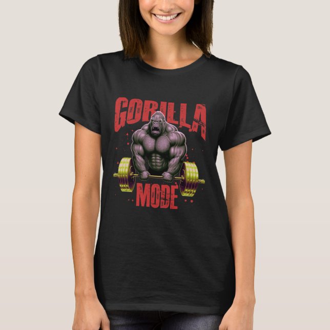 Camiseta Modo Gorila Levantamento de Peso Ginásio Treino de (Frente)