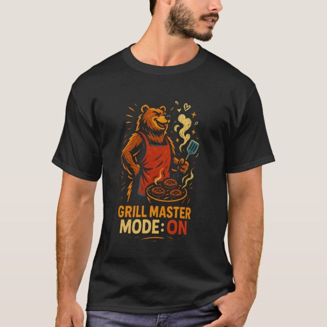 Camiseta Modo Grill Master Ativado Pai Urso Churrasco Engra (Frente)