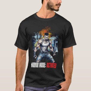 Camiseta Modo Guerreiro Ativado Homens Pretos