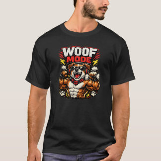 Camiseta Modo Latido Cachorro Musculoso Treino Divertido De