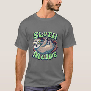 Camiseta Modo Leve Engraçado Sloth Dormindo