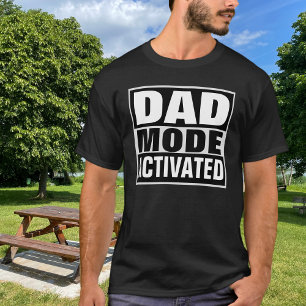 Camiseta Modo Pai Ativado Negro Branco Ousado