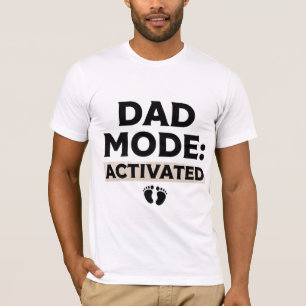 Camiseta Modo Pai Divertido Ativado Novos Pés de Bebê
