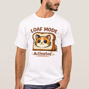 Camiseta Modo Pão Ativado Gato de Pão Desenho Animado Fofo