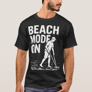 Camiseta Modo Praia Ativado Design Divertido de Detecção de