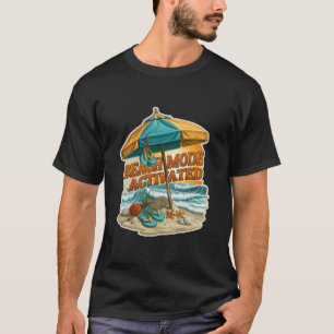 Camiseta Modo Praia Ativado Guarda-Chuva de Férias de Verão