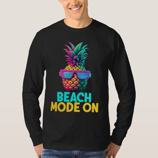 Camiseta Modo Praia Ativado Óculos de Sol Funil Retro Abaca (Frente)